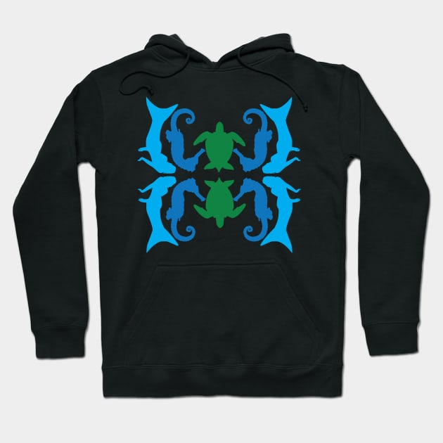 Mermaids seahorses sea turtle 2 Hoodie by KensLensDesigns